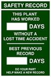 Safety Record sign - Days this plant has worked wit...